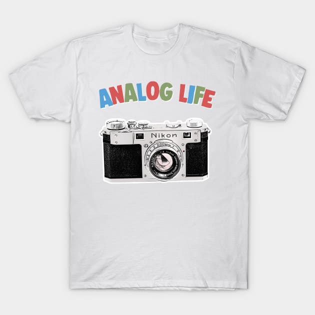 Analog Life / Camera Geek Gift Design T-Shirt by DankFutura